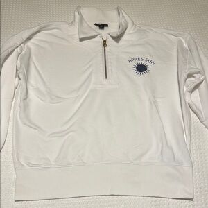 JCrew White Quarter-Zip Sweater